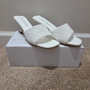Olivia Miller White Quilted Slide Mules